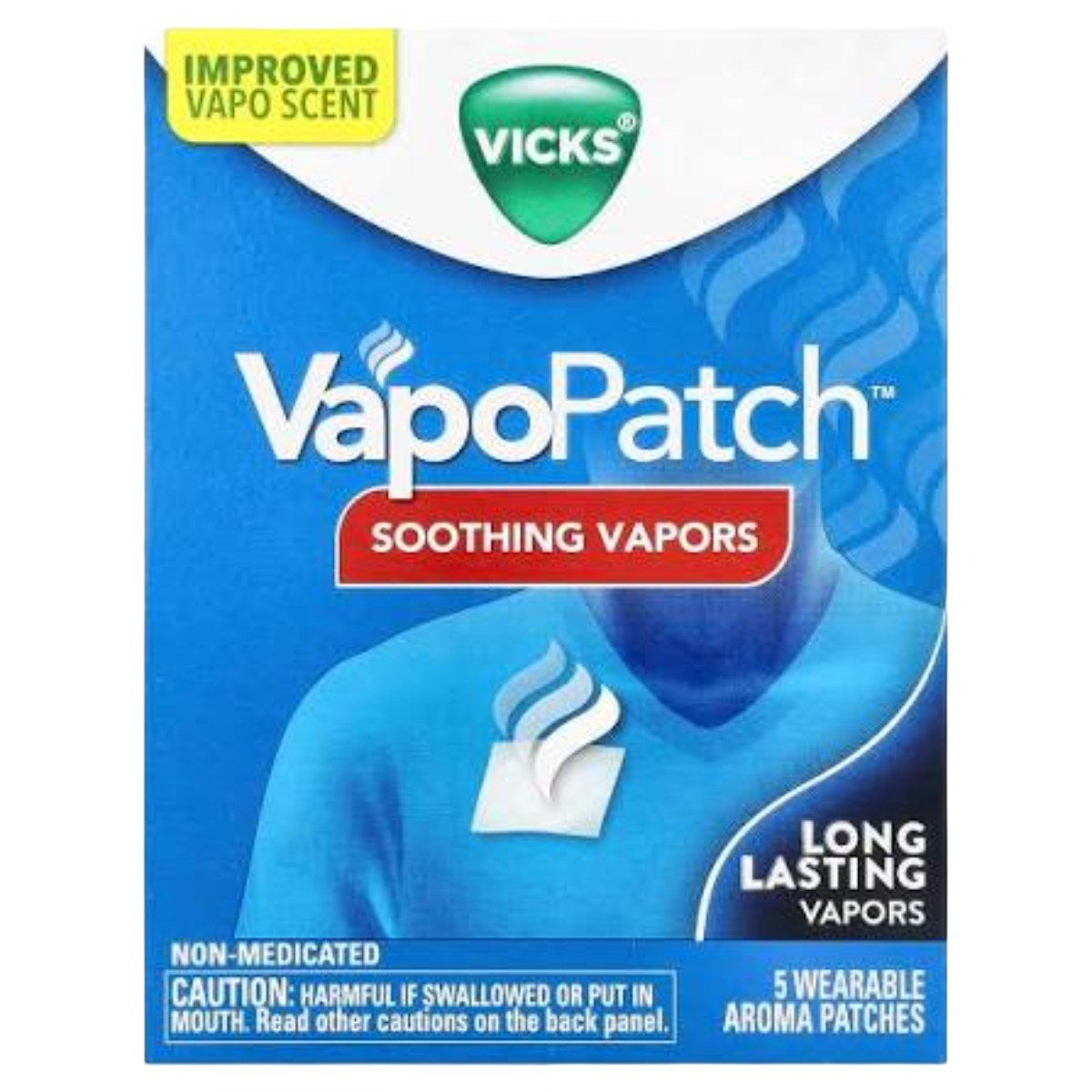 Vicks VapoEase, 5 Patches, wearable vapour patches designed to release soothing aromatic vapours to help provide a refreshing sense of easier breathing, especially at night. Available from Dock Pharmacy UK.