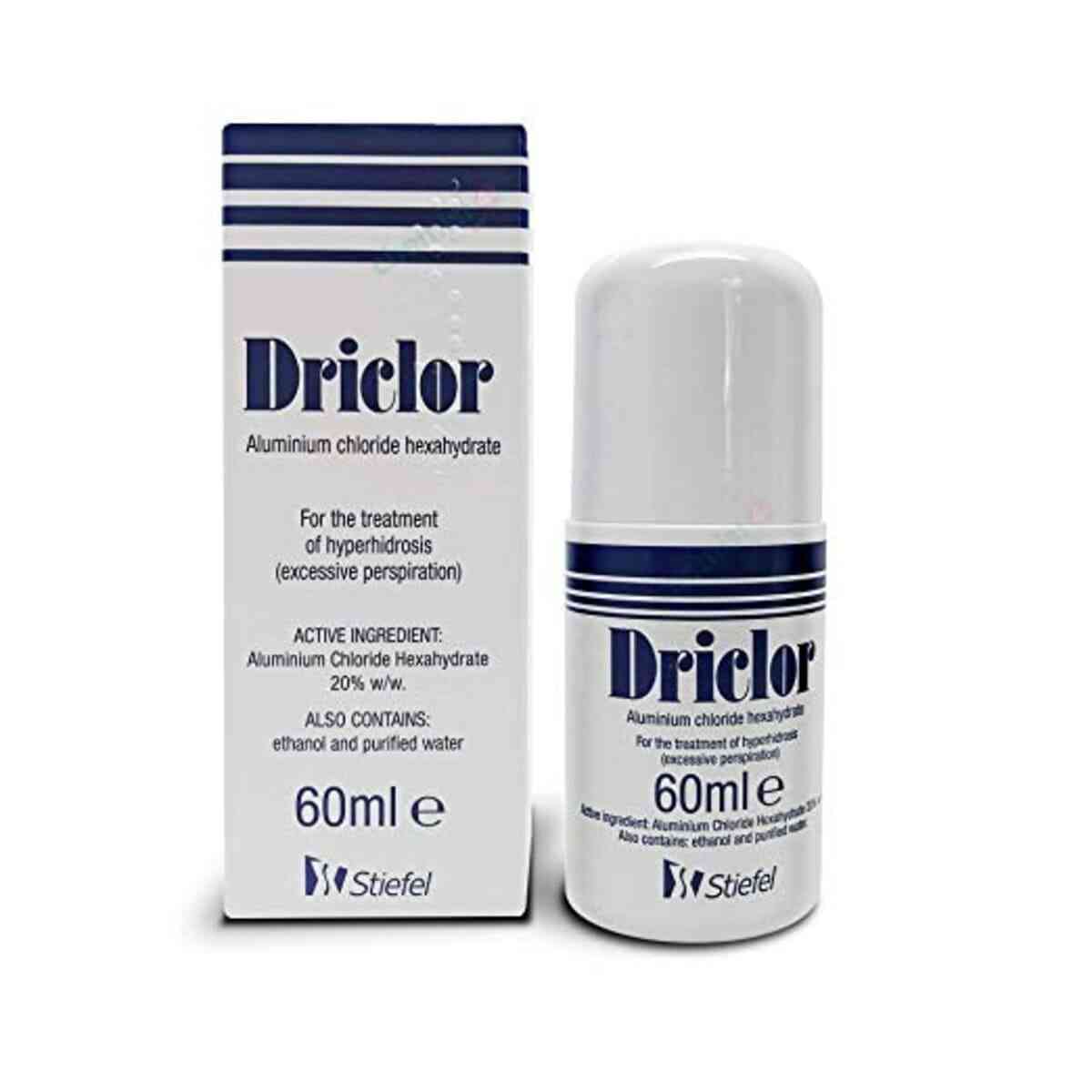 Driclor Antiperspirant Roll On 75ml – strong clinical strength treatment for excessive sweating and hyperhidrosis, available online at Dock Pharmacy UK.