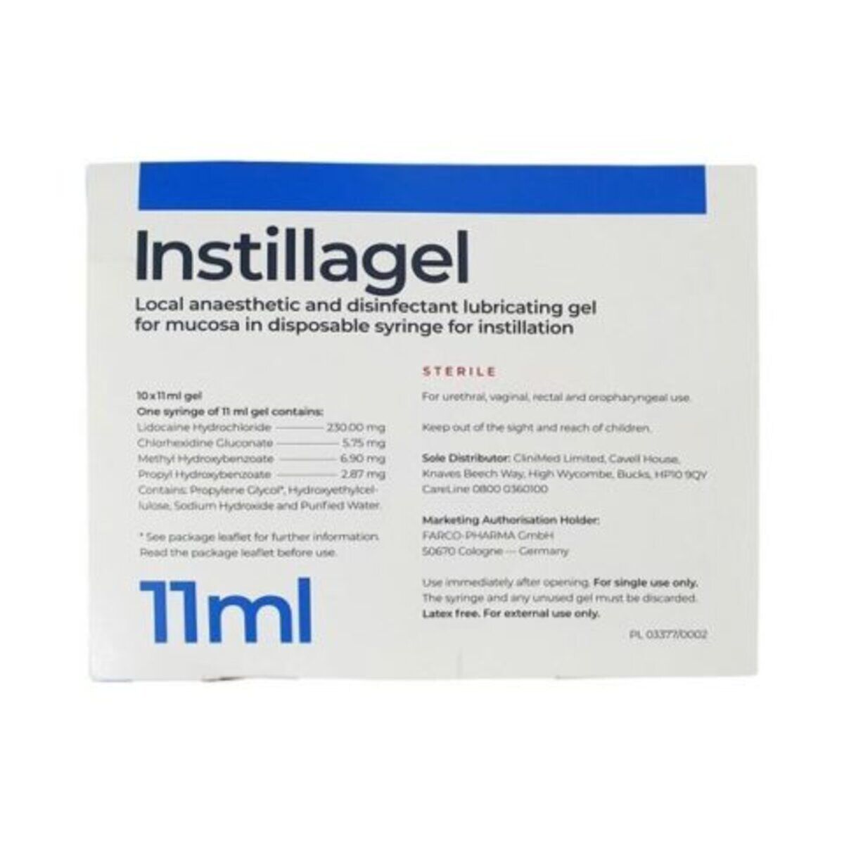 Buy Instillagel Pre-Filled Syringe, Pack of 10